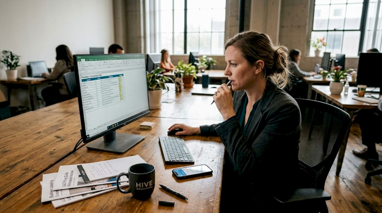 Business professional comparing service providers