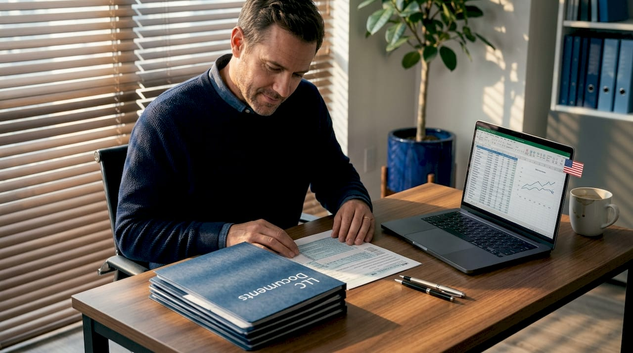 Entrepreneur preparing US compliance documents