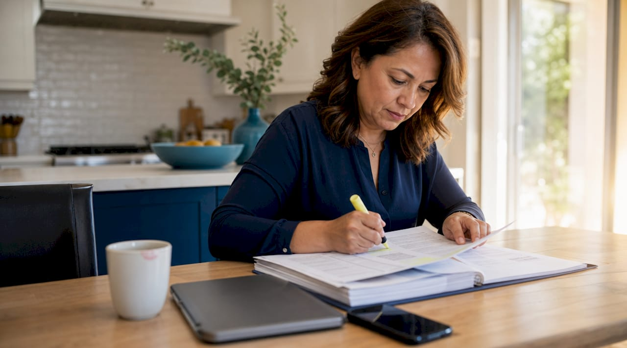 Woman reviewing corporate compliance documents
