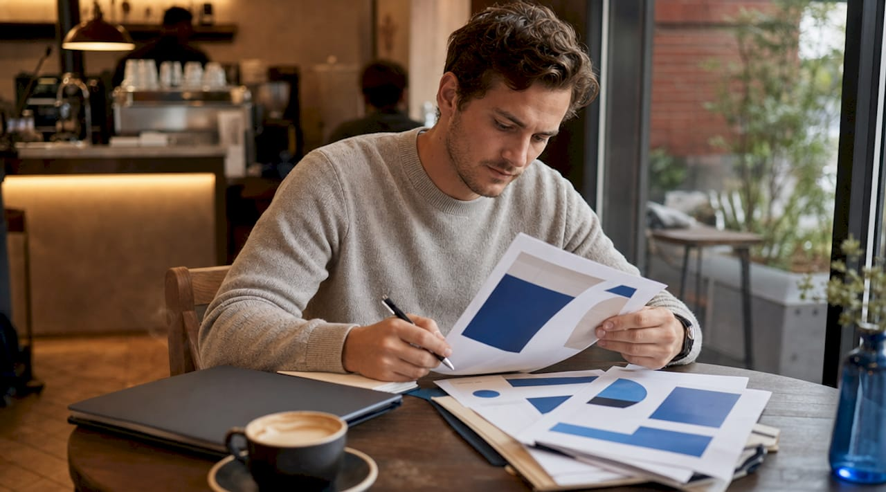 Entrepreneur reviewing US LLC formation service brochures