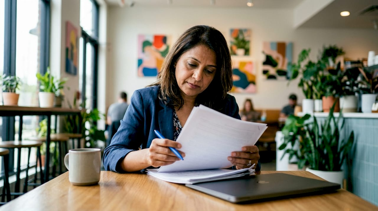 Entrepreneur reviewing LLC formation documents